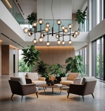 Immagine di Grande Lampadario Nero Doris 20 Sfere Vetro Grigio Fume L155 cm ACB