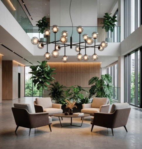Immagine di Grande Lampadario Nero Doris 20 Sfere Vetro Grigio Fume L155 cm ACB