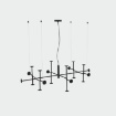 Immagine di Grande Lampadario Nero Doris 20 Sfere Vetro Grigio Fume L155 cm ACB