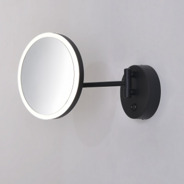 Immagine di Specchio Orientabile da Bagno Con Luce Led CCT Boan Nero ACB IP44