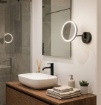 Immagine di Specchio Orientabile da Bagno Con Luce Led CCT Boan Nero ACB IP44