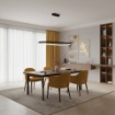 Immagine di Grande Lampadario Design Ovale 120cm Grace Nero Led 100w CCT ACB