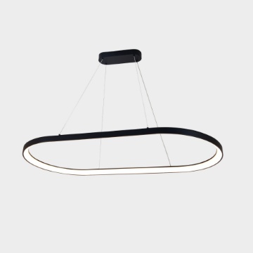 Immagine di Grande Lampadario Design Ovale 120cm Grace Nero Led 100w CCT ACB