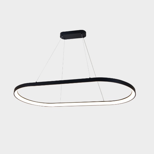 Immagine di Grande Lampadario Design Ovale 120cm Grace Nero Led 100w CCT ACB