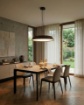 Immagine di Lampadario Legno Noce Da Tavolo Led CCT 2700K 3000K Cora ACB