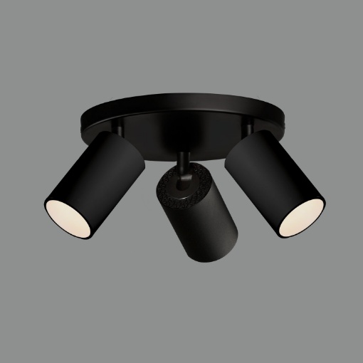 Immagine di Lampada da Soffitto Rotonda Nera Con Faretti Orientabili Gina ACB