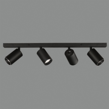 Immagine di Plafoniera Gina Binario Nero Con 4 Faretti Orientabili L80 cm ACB