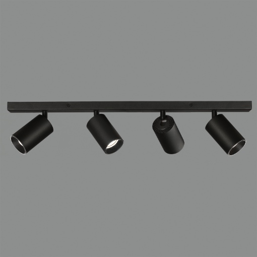 Immagine di Plafoniera Gina Binario Nero Con 4 Faretti Orientabili L80 cm ACB