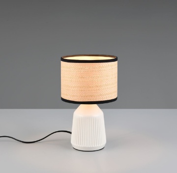 Immagine di Abatjour in Ceramica Bianca con Paralume Carta Formentera Trio