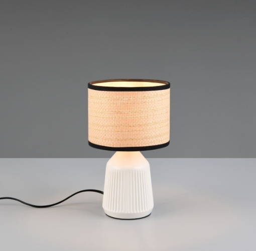 Immagine di Abatjour in Ceramica Bianca con Paralume Carta Formentera Trio
