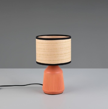 Immagine di Lumetto da Comodino Ceramica Arancio con Paralume Carta Formentera Trio