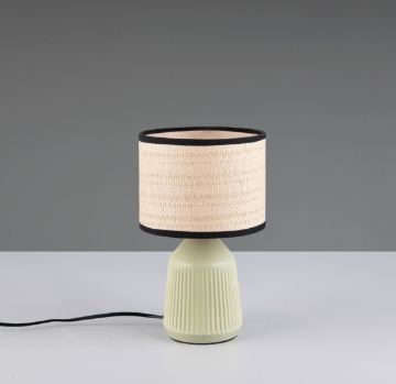 Immagine di Lampada Comodino Ceramica Verde con Paralume Carta Formentera Trio