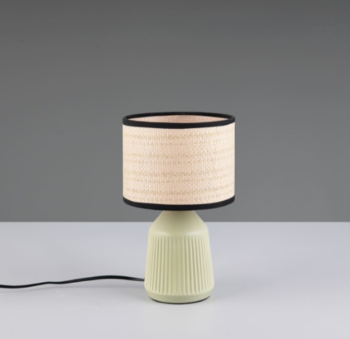 Immagine di Lampada Comodino Ceramica Verde con Paralume Carta Formentera Trio