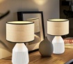 Immagine di Abatjour in Ceramica Bianca con Paralume Carta Formentera Trio