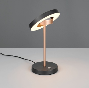 Immagine di Lampada Tavolo Guano Oro Nero Disco Led CCT Dimmerabile Trio