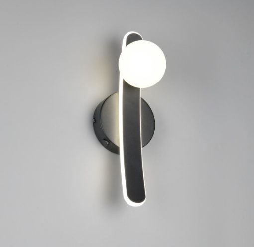 Immagine di Applique Comodino Napoli Nera Con Sfera Vetro Led CCT Dimmerabile Napoli Trio