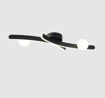 Immagine di Plafoniera Design Curvo Nero Con Sfere Vetro Led 27w Dimmer CCT Napoli Trio