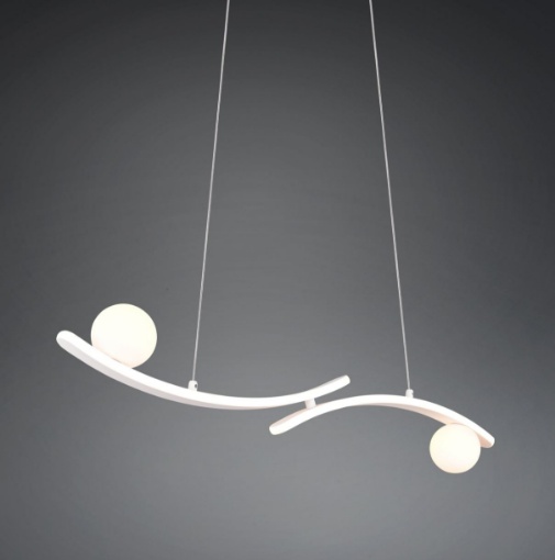 Immagine di Sospensione Curva Bianca Per Tavolo Sfere Vetro Led CCT Dimmer Napoli Trio