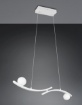 Immagine di Sospensione Curva Bianca Per Tavolo Sfere Vetro Led CCT Dimmer Napoli Trio
