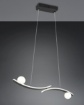 Immagine di Lampadario Design Curvo Nero Con Sfere Vetro Led CCT Dimmer Napoli Trio