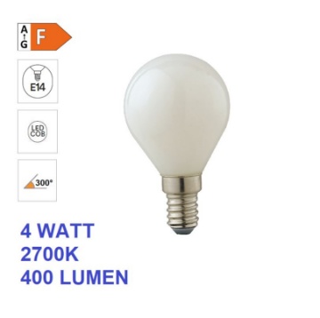 Immagine di Lampadina E14 Mini Sfera Vetro Bianco Led 4w 2700k 400 Lumen