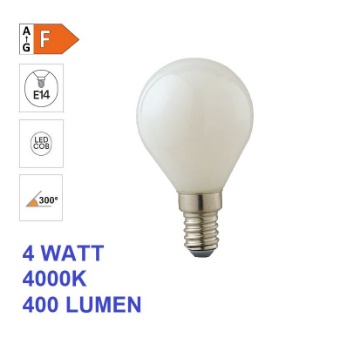 Immagine di Lampadina E14 Mini Sfera Vetro Bianco Led 4w 4000k 400 Lumen