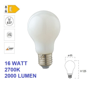 Immagine di Lampadina Led E27 Goccia Vetro Bianco 16W 2700k 2000 Lumen
