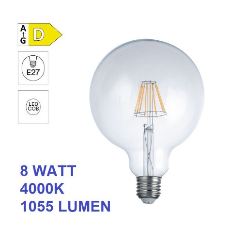 Immagine di Lampadina LED Globo G95 E27 8W 4000K 1055 Lumen Vetro Trasparente