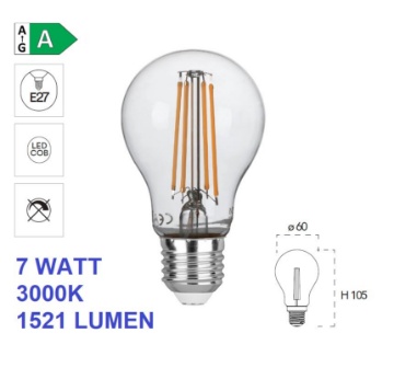 Immagine di Lampadina E27 Goccia Vetro Filamento Led 7W 3000k 1521 Lumen
