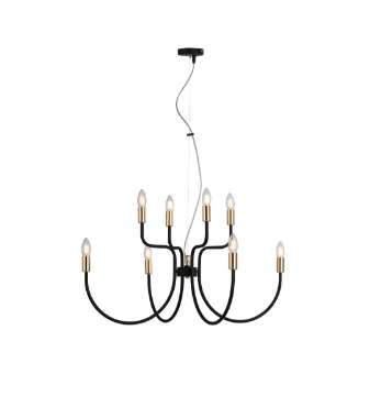 Immagine di Lampadario Nero Oro Design Neoclassico 8 Luci Per Salone Axel Bonetti