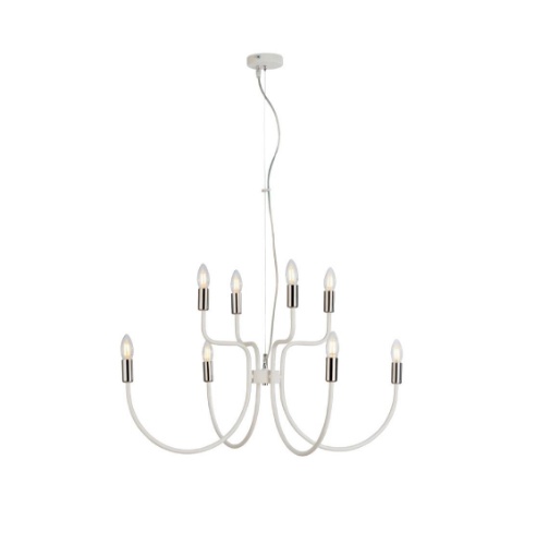 Immagine di Lampadario Salone Contemporaneo Bianco 8 Luci Axel Bonetti