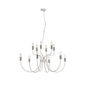 Immagine di Lampadario Bianco Per Salone Contemporaneo Axel 12 Luci Bonetti