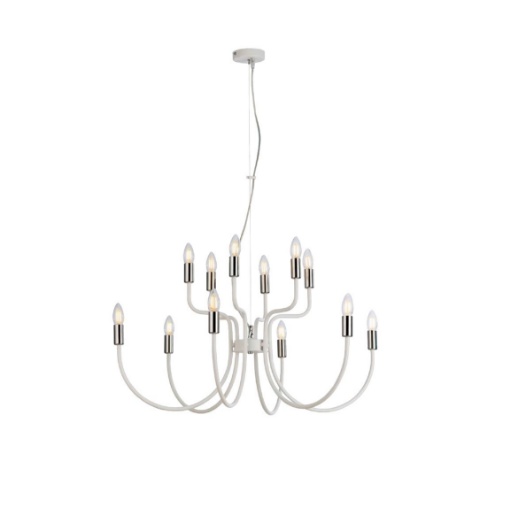 Immagine di Lampadario Bianco Per Salone Contemporaneo Axel 12 Luci Bonetti