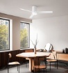Immagine di Ventilatore Tre Pale Legno Bianco Noce 23mq con Luce Telecomando Antares Perenz