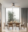 Immagine di Ventilatore a Soffitto Grigio Pale Legno Bicolore 23mq con Luce Led Telecomando Antares Perenz