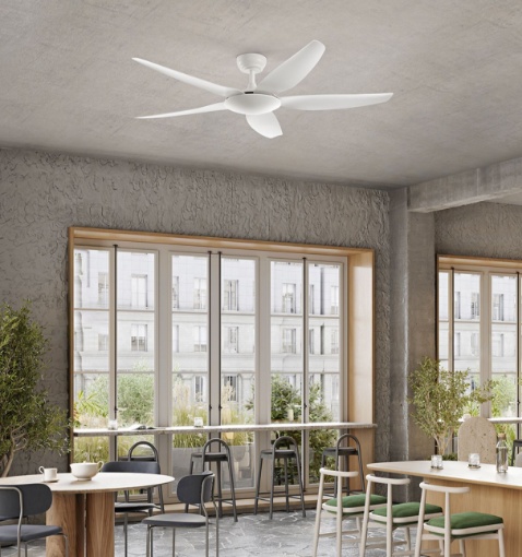 Immagine di Ventilatore Moderno 5 Pale da Soffitto >20mq Wind Bianco Perenz