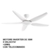 Immagine di Ventilatore Moderno 5 Pale da Soffitto >20mq Wind Bianco Perenz