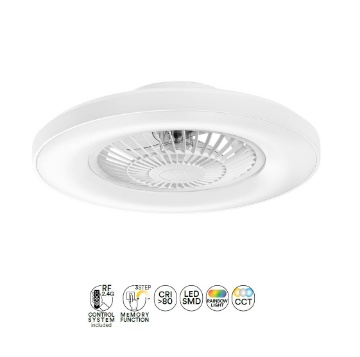 Immagine di Ventilatore Soffitto Bianco Con Luce Regolabile Telecomando Speaker Garbin Intec