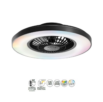 Immagine di Ventilatore Nero da Soffitto Con Luce Regolabile Telecomando Speaker Garbin Intec