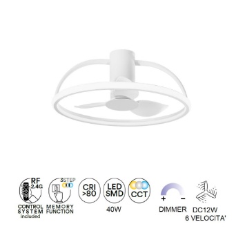GBLY Silenzioso ventilatore da soffitto a LED con illuminazione, moderna luce da soffitto da 48W con telecomando e lampada dimmerabile 3 temperature di colore 6 velocità timer ventilatore bianco