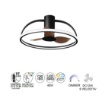 Immagine di Ventilatore da Soffitto Nero Pale Effetto Legno Led Dimmerabile 40w Hadley Intec