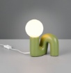 Immagine di Lumetto Comodino Ceramica Serpente Verde Sfera Vetro Quinn Trio