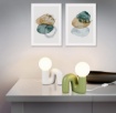 Immagine di Lumetto Comodino Ceramica Serpente Verde Sfera Vetro Quinn Trio