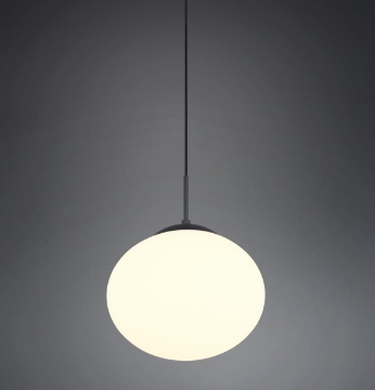 Immagine di Sospensione Moderna Boccia Vetro Bianco 30 cm Fomento Nero Trio