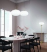 Immagine di Lampadario Fomento Ottone Con Boccia Vetro Bianco 40cm Trio