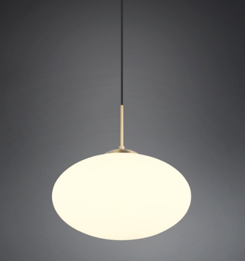 Immagine di Lampadario Fomento Ottone Con Boccia Vetro Bianco 40cm Trio