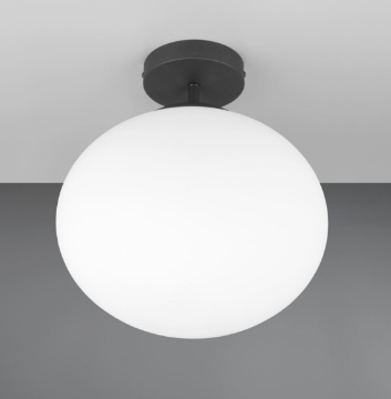 Immagine di Plafoniera Moderna Vetro Bianco 30 cm Fomento Nero Trio