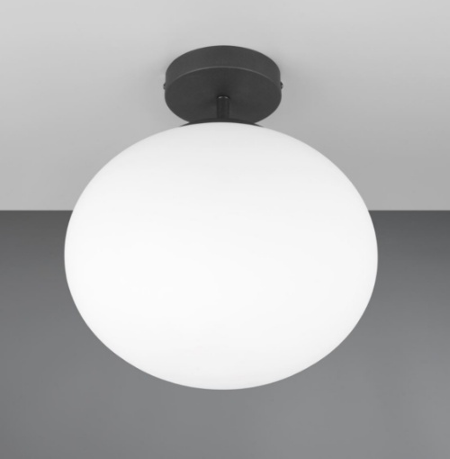 Immagine di Plafoniera Moderna Vetro Bianco 30 cm Fomento Nero Trio
