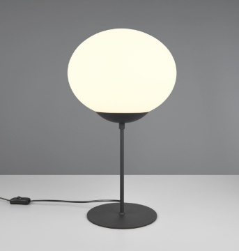 Immagine di Lampada Nera da Tavolo 52 cm Boccia Vetro Bianca Fomento Trio