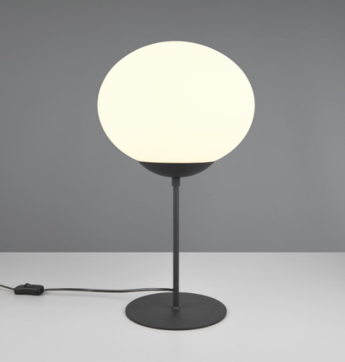 Immagine di Lampada Nera da Tavolo 52 cm Boccia Vetro Bianca Fomento Trio